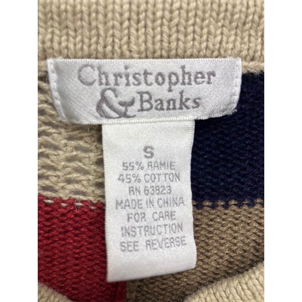 Christopher & Banks Cardigan Sweater Womens S‎ Multicolor Patchwork Knit Cottage - Picture 2 of 6